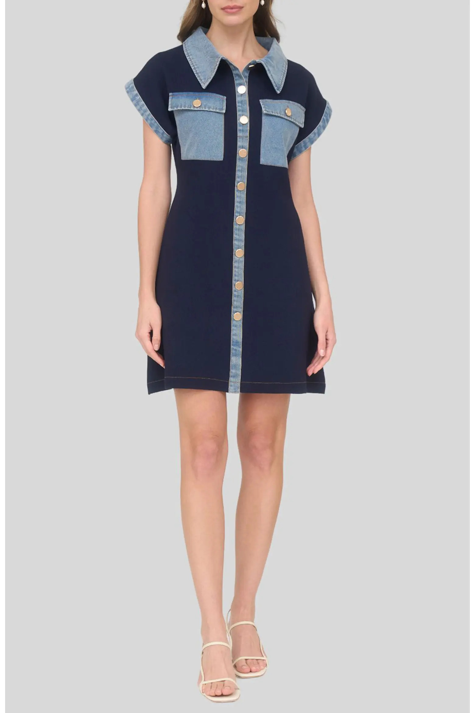 ZOE AND CLAIRE Knit Denim Trim Minidress (Women) | Nordstrom | Nordstrom