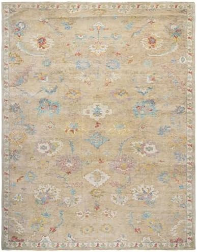 SAFAVIEH Area Rug 9x12 - Oushak Collection - Large - Beige & Blue, Hand-Knotted Wool, Ideal for L... | Amazon (US)