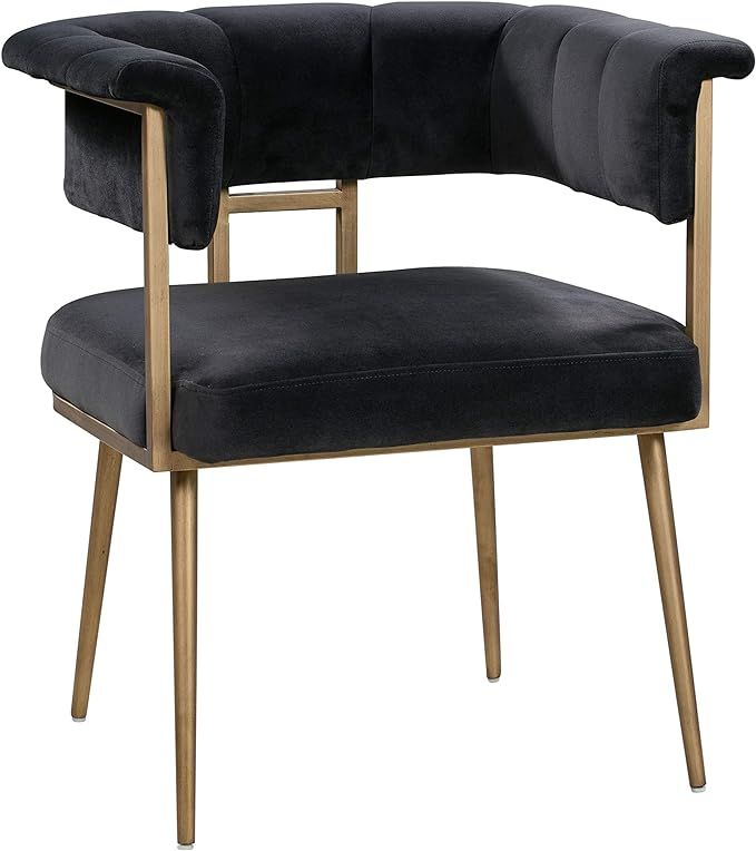 Tov Furniture Astrid Ultra Modern Barrel Back Velvet Upholstered Side Chair, 26" | Amazon (US)