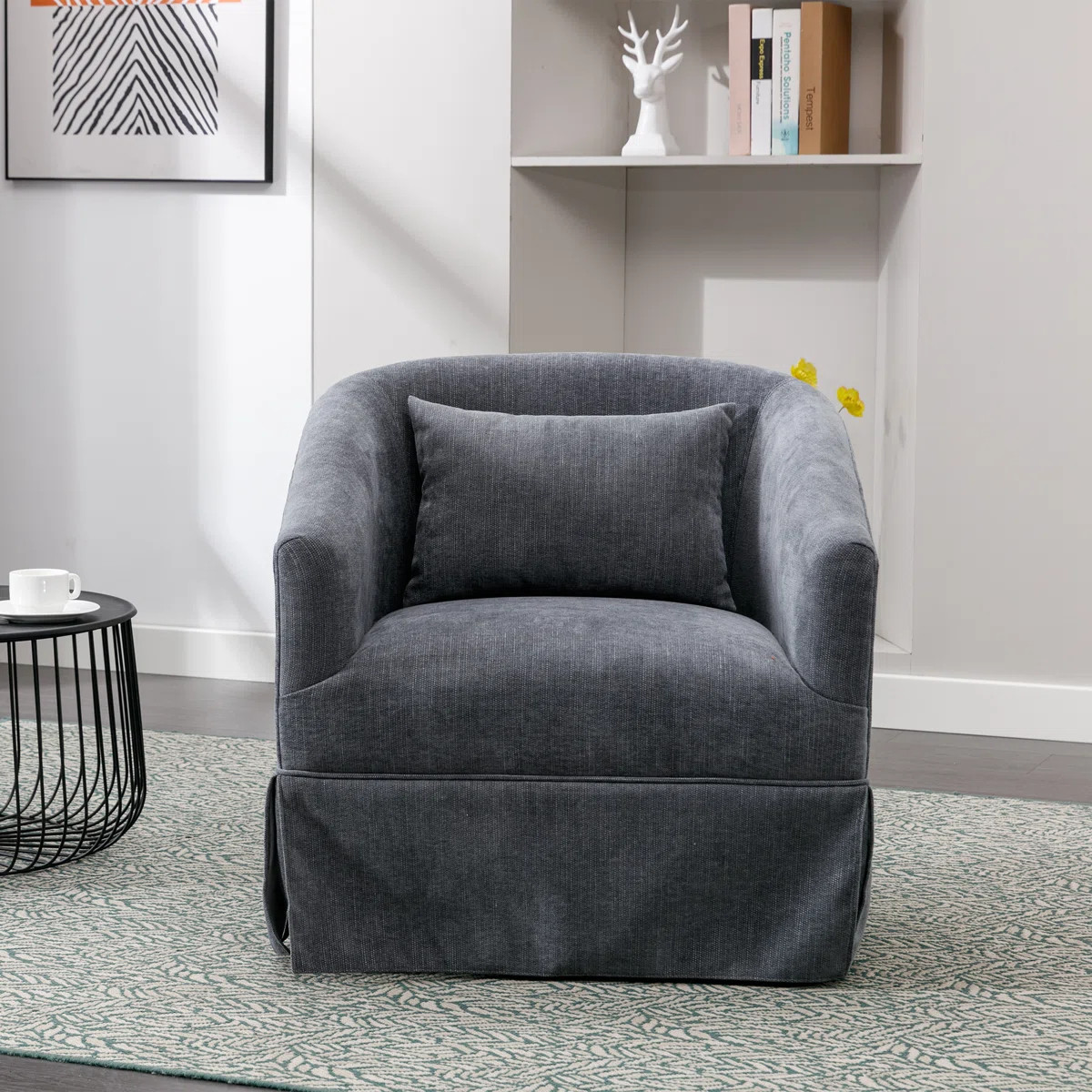 360° Swivel Accent Armchair with Plump Pillow Upholstered Comfy Sofa Chair | Wayfair North America