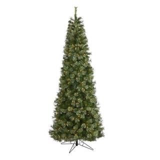 Nearly Natural 9 ft. Pre-lit Cashmere Slim Artificial Christmas Tree with 550 Warm White Lights | The Home Depot
