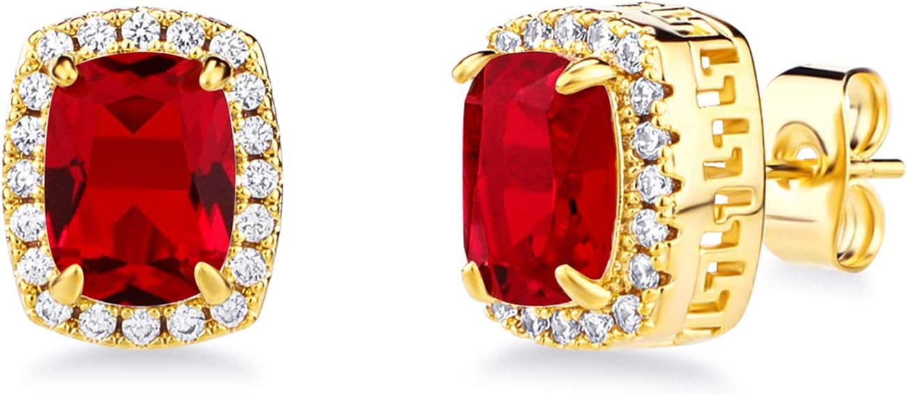 Square Stud Corloful Earrings Rectangle 5A+ Cubic Zirconia 14K Gold Plated Multiple Colors Big Sq... | Amazon (US)