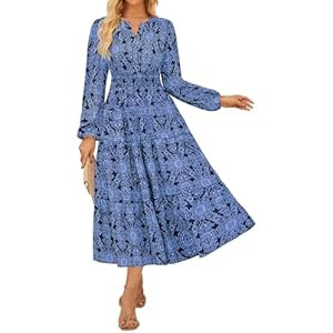GRACE KARIN Long Sleeve Dress for Women 2026 Spring Wedding Guest Dress Floral Boho A Line Flowy ... | Amazon (US)