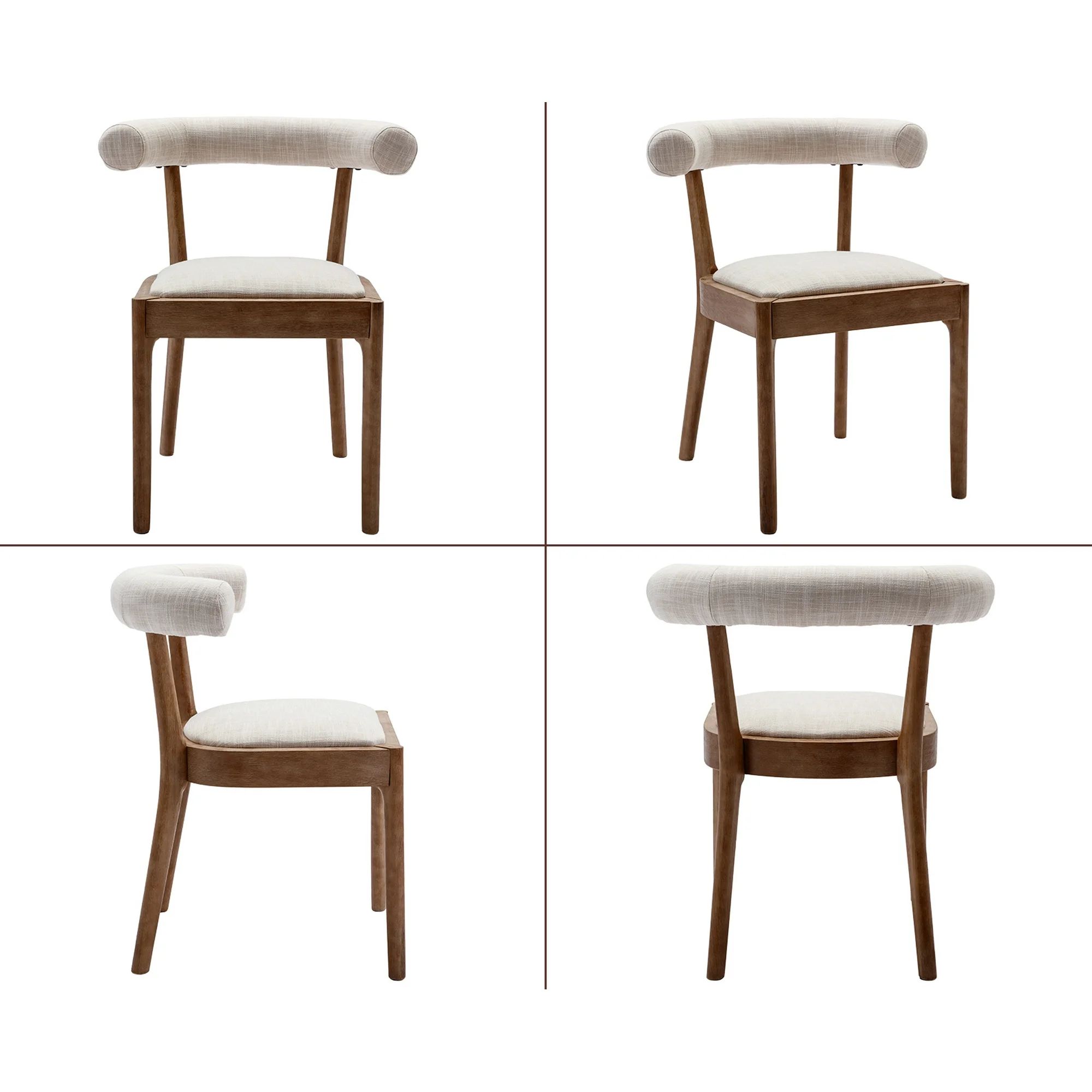 Dayalane Dining Chairs Set of 2, Linen Upholstered Wooden Side Chairs, Mid-Century Modern Kitchen... | Walmart (US)