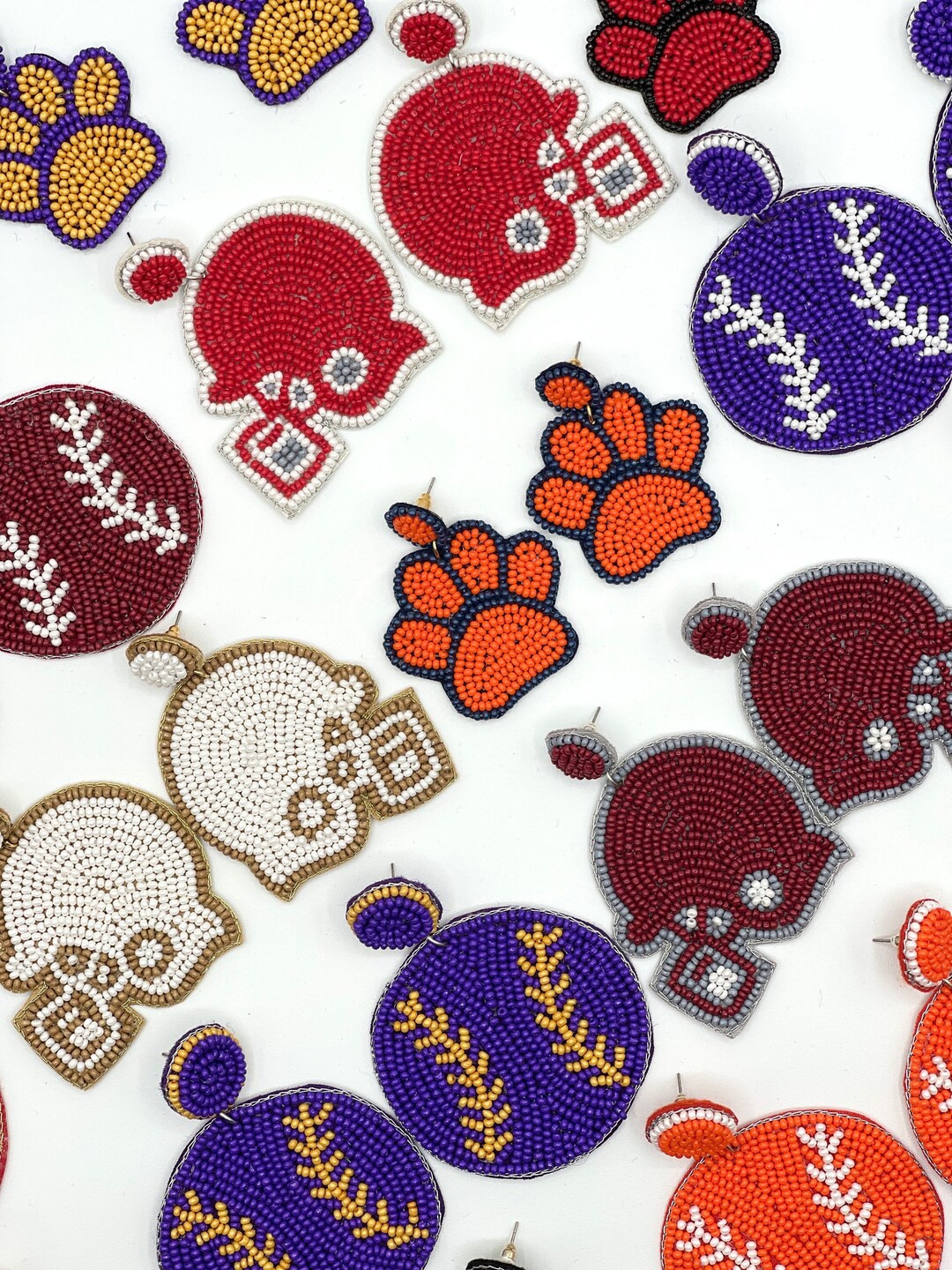 Game Day Earrings Football Earrings Baseball Earrings, Lightweight Beaded Earrings for Summer Ear... | Etsy (US)