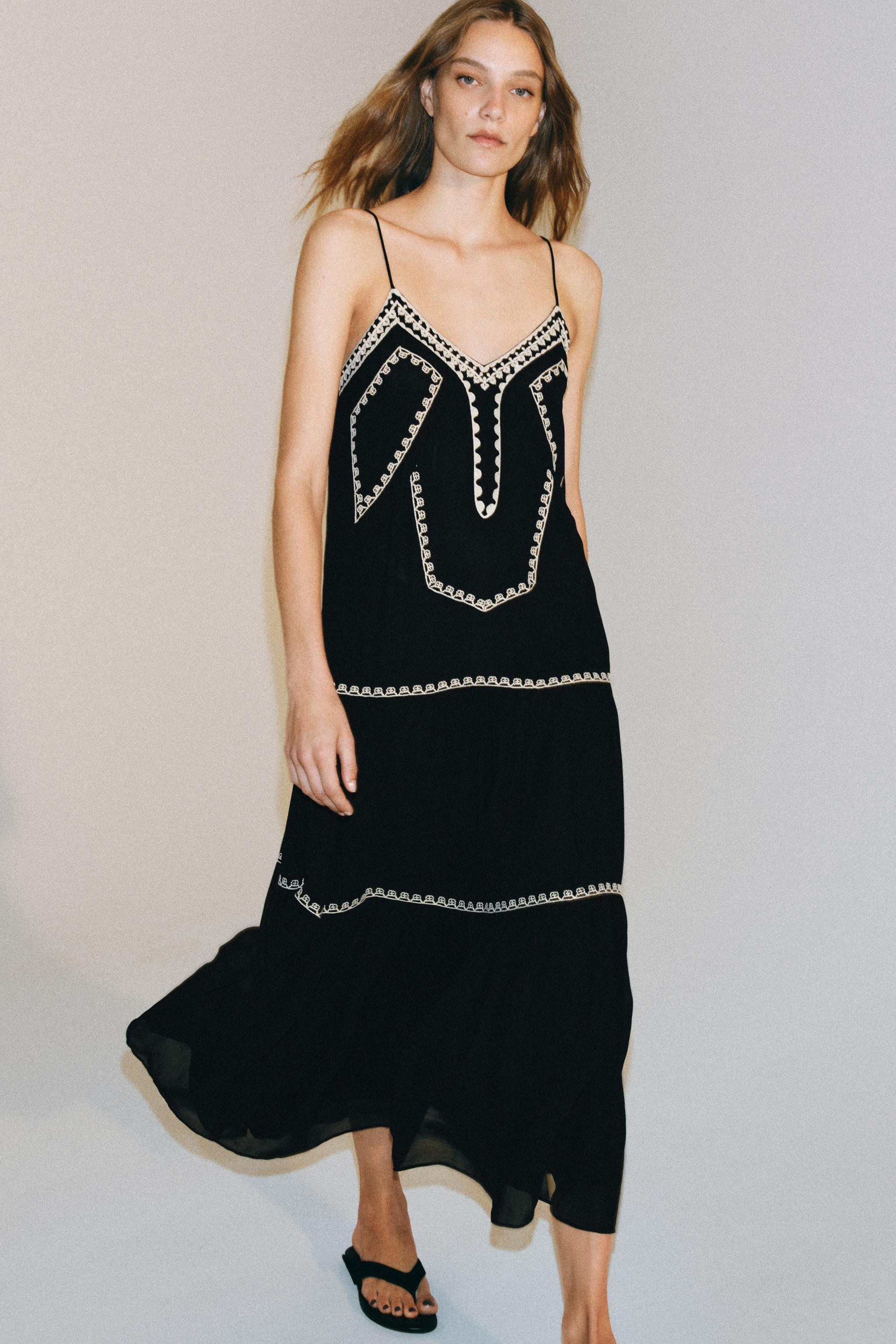 EMBROIDERED LONG DRESS ZW COLLECTION | Zara UK