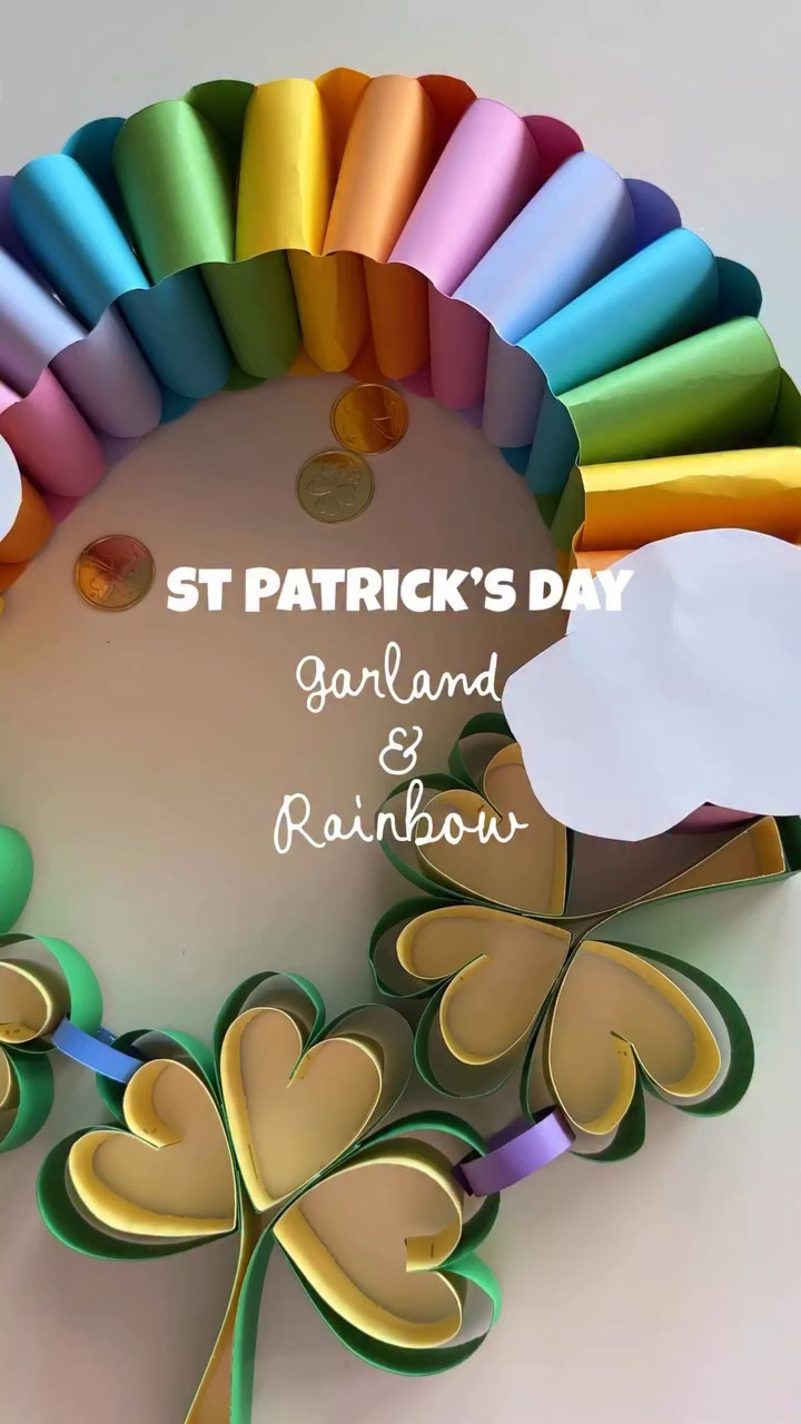I have to admit I’m loving all of these garlands and paper crafts. This one is no exception. My kids even joined in for these. 🌈☘️ if you want a more slowed down tutorial, I have them on my page
What you need
Primary color cardstock (65 wt)
Paper c u t t e r 
Stapler 
Glue

#diycrafts #papercrafts #papergarland #springdiy #springcrafts Momlife #homeschool #teacher diy rainbow Christianmom #craftymom

#LTKmomlife #LTKSeasonal #LTKKids