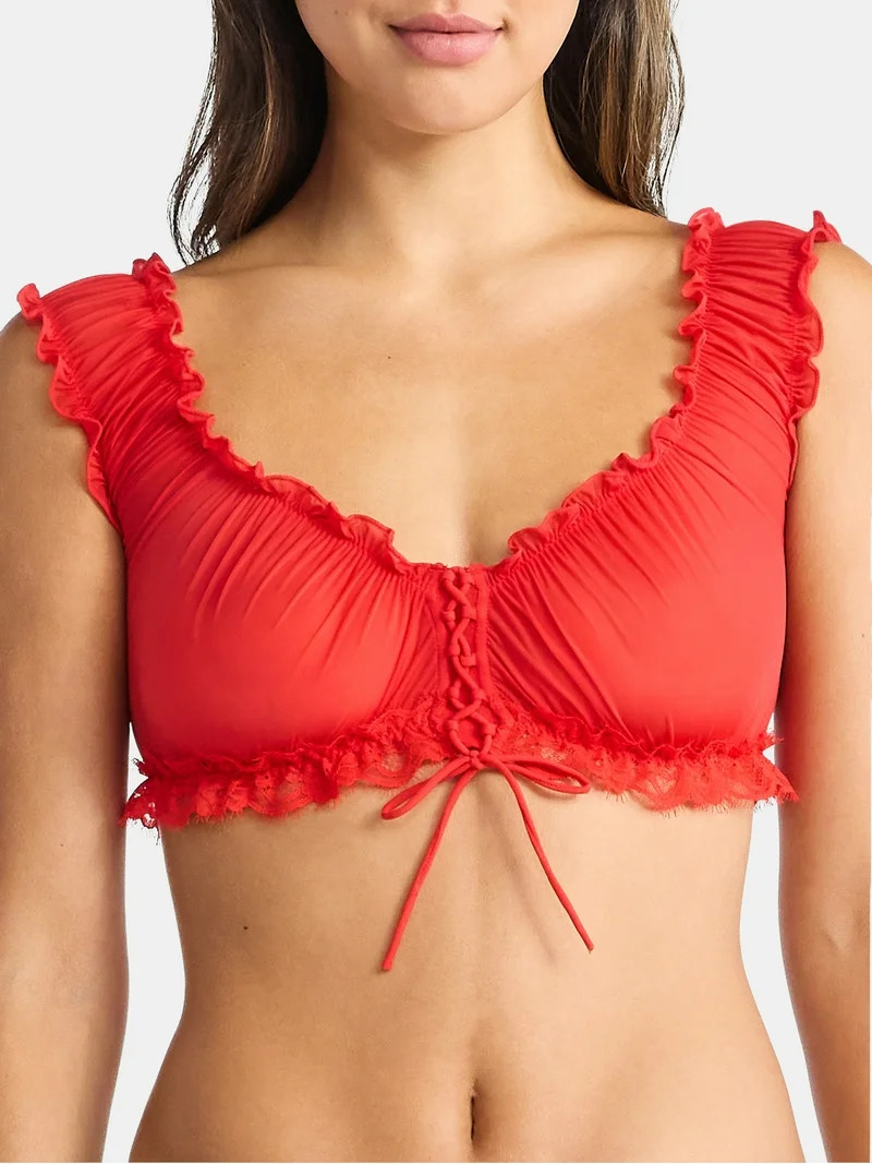 No Boundaries Valentine's Day Chiffon Bralette, Women’s | Walmart (US)