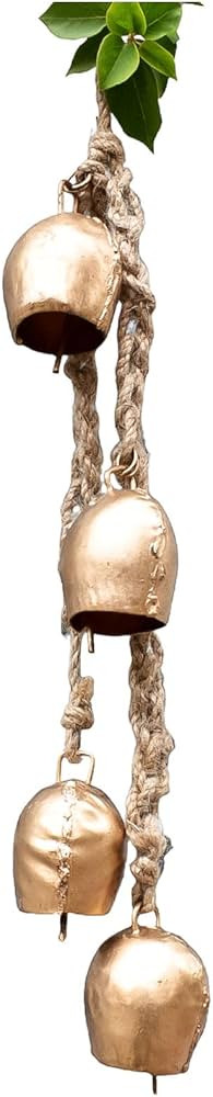Handmade Brass Finish Hanging Bells for Door Chimes with Jute Rope, Shabby Chic Decorative Bells ... | Amazon (CA)