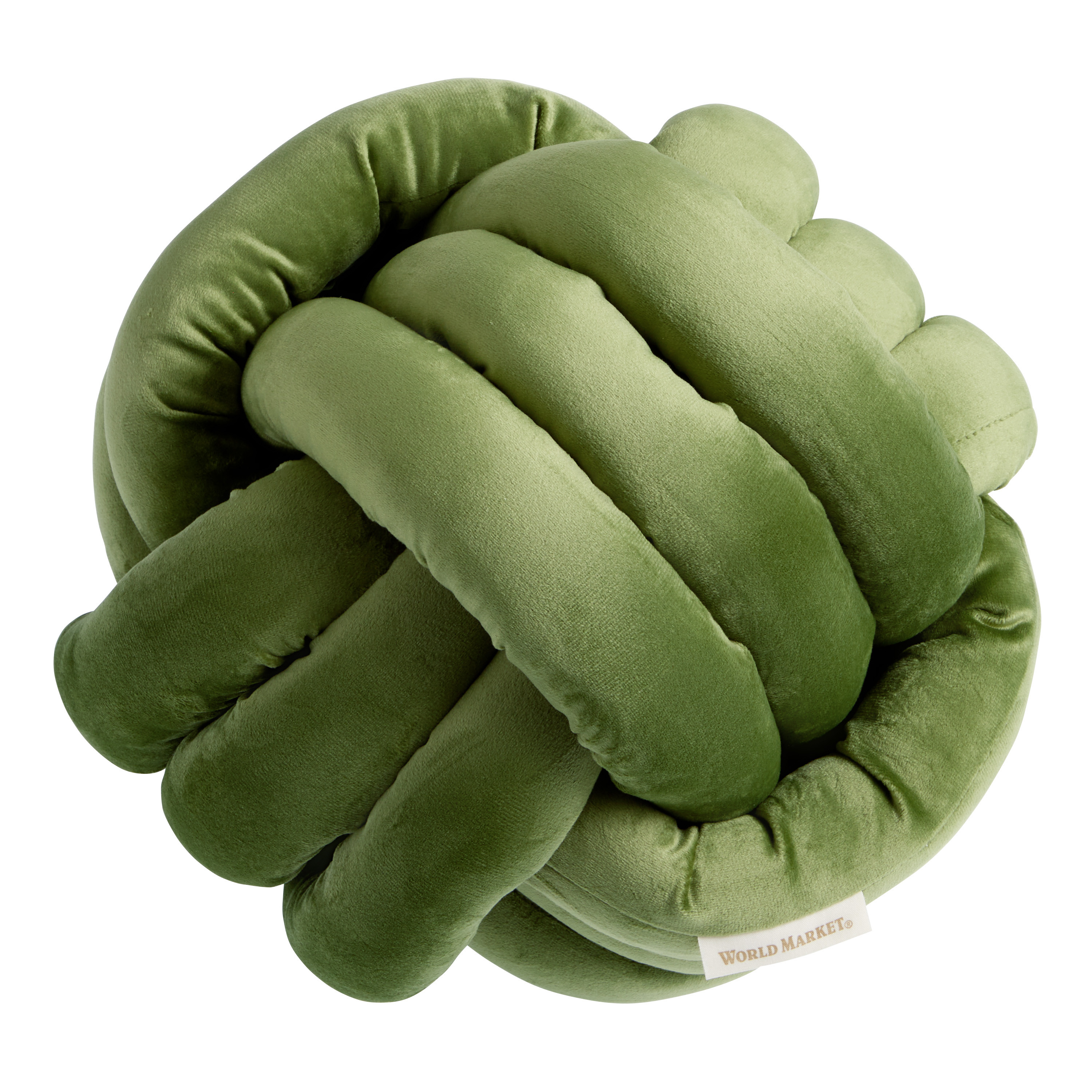 Green Velvet Knot Ball Throw Pillow | World Market