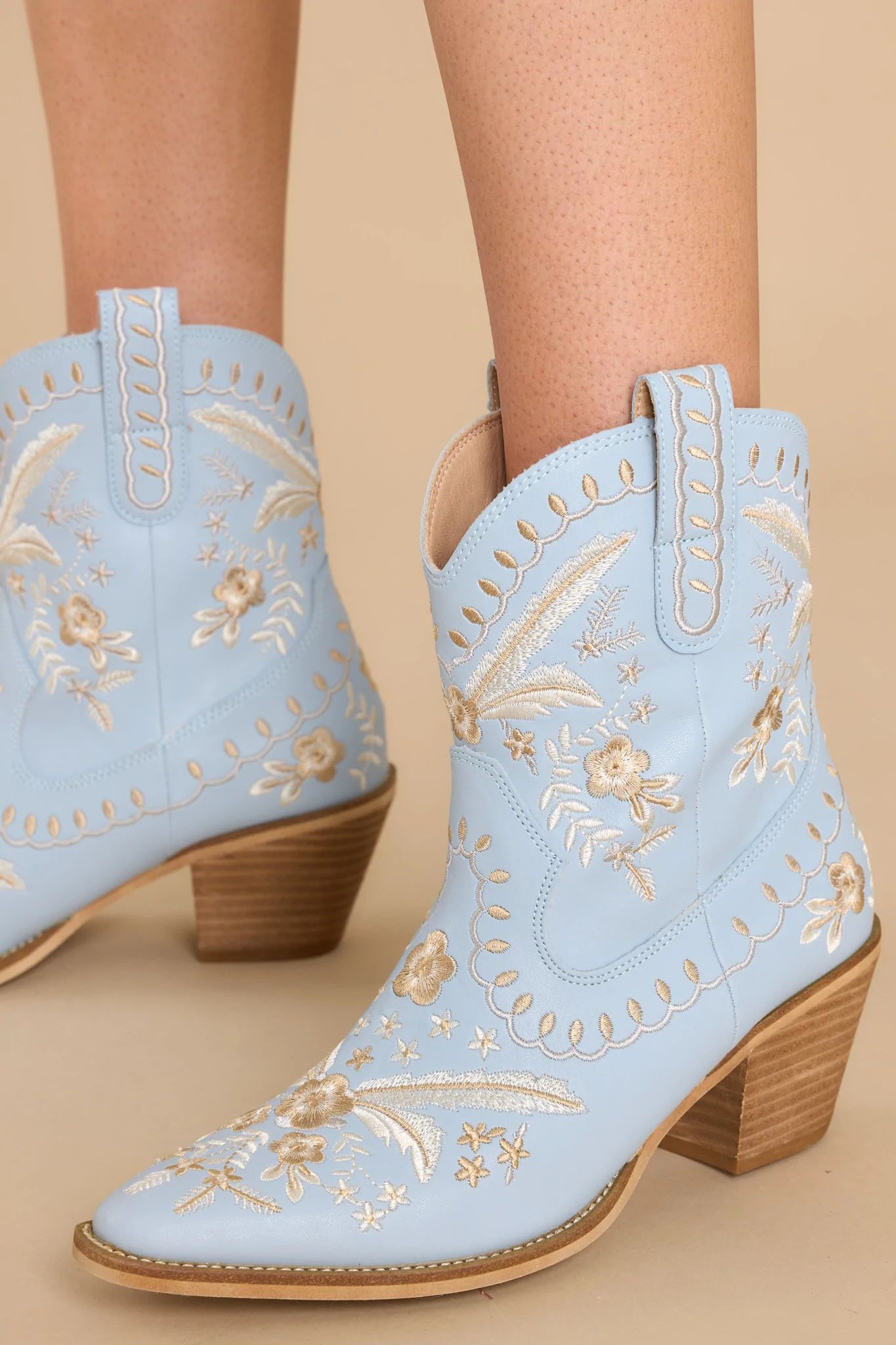 Double Or Nothing Light Blue Ankle Booties | Red Dress 