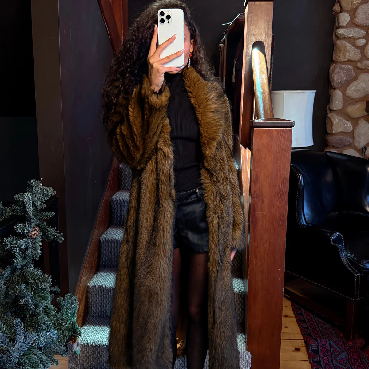 Manhattan Brown Faux Fur Coat | 12th Tribe