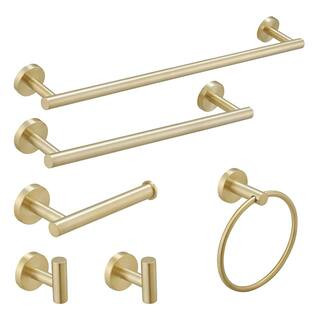 BWE 6-Piece Modern Bath Hardware Set with Towel Ring Toilet Paper Holder Towel hook and Towel Bar... | The Home Depot