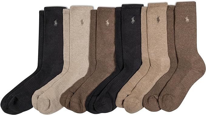 POLO RALPH LAUREN Men's Athletic Performance Cotton Crew Socks - 6 Pair Pack - Moisture Wicking M... | Amazon (US)