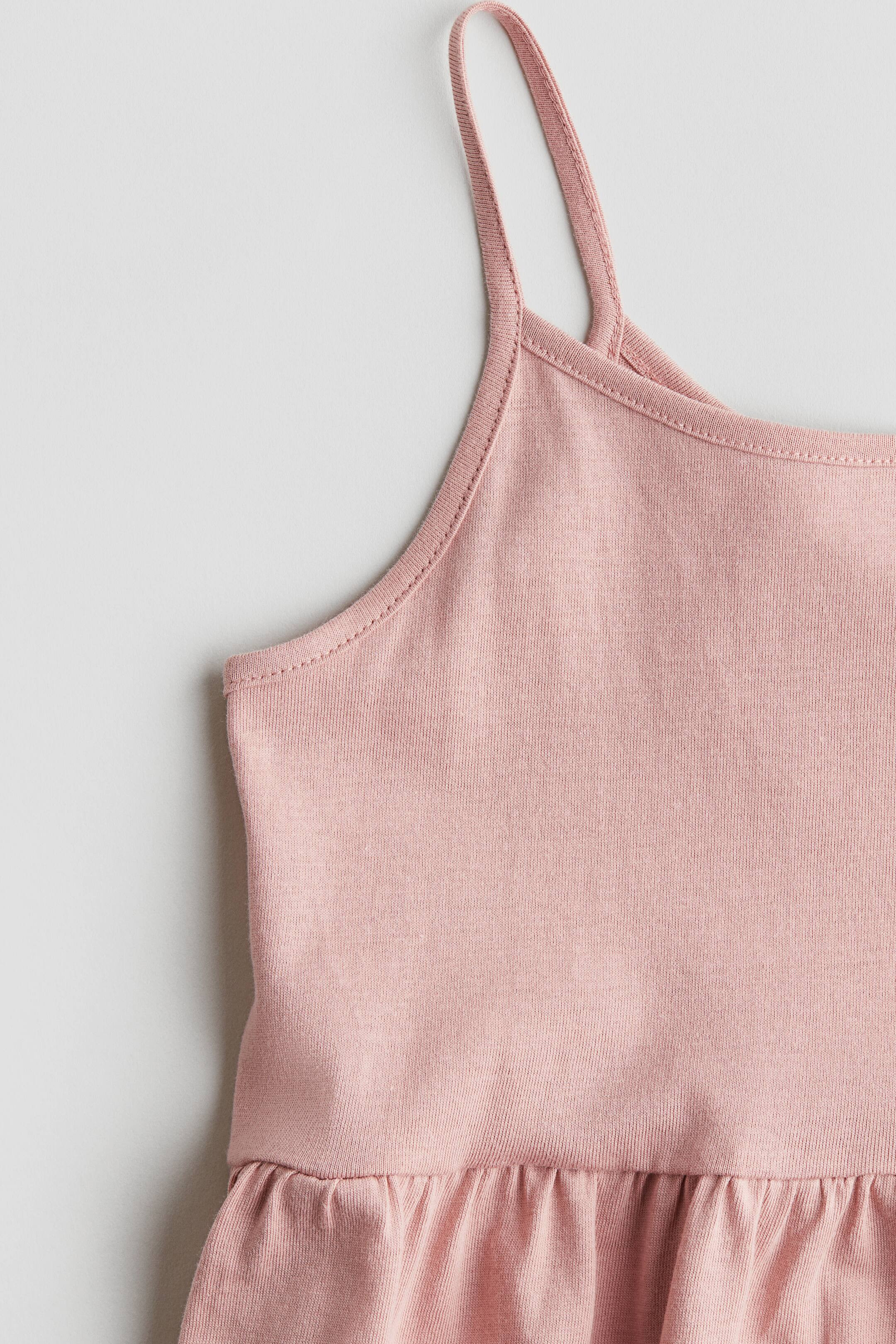 Cotton Jersey Dress with Shoulder Straps - Pink - Kids | H&M US | H&M (US + CA)