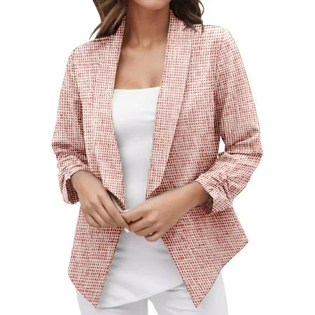 njshnmn Blazers for Women Blazer Jackets for Women Solid Blazer Jacket Blazers for Women Business Casual Button Front Pink L | Walmart (US)