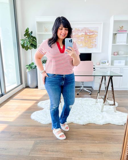 Madewell striped cropped polo tee size medium on sale! Copy promo code below and paste at checkout to receive discount. Mother jeans size 32. Steve Madden sandals true to size. 

#liketkit @shop.ltk https://liketk.it/4jdYg

Madewell top, Madewell polo shirt, Madewell tee, striped shirt, striped polo, fall outfit inspiration, fall fashion, everyday outfits fall, casual fall outfits, everyday fall outfits, casual outfits, fall outfits, fall outfits 2023, fall fashion 2023, spring summer outfits, Mother jeans, Mother denim, neutral sandals, bone sandals, ivory sandals, comfort sandals, comfortable sandals, comfortable shoes, walking shoes

#LTKover40 #LTKSale #LTKmidsize