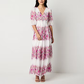 new!Melonie T Womens Elbow Sleeve Floral Maxi Dress | JCPenney