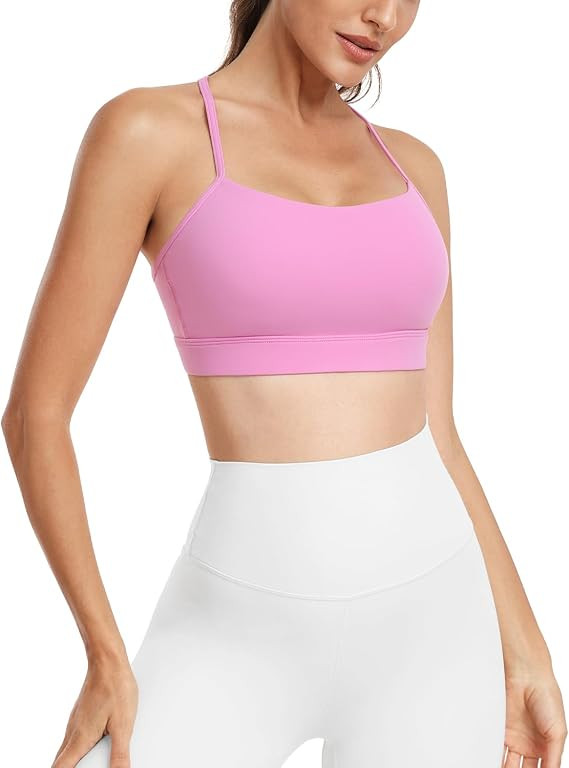 HeyNuts to Freest Y Back Sports Bras for Women Spaghetti Thin Strap Workout Bras Wirefree Padded ... | Amazon (US)