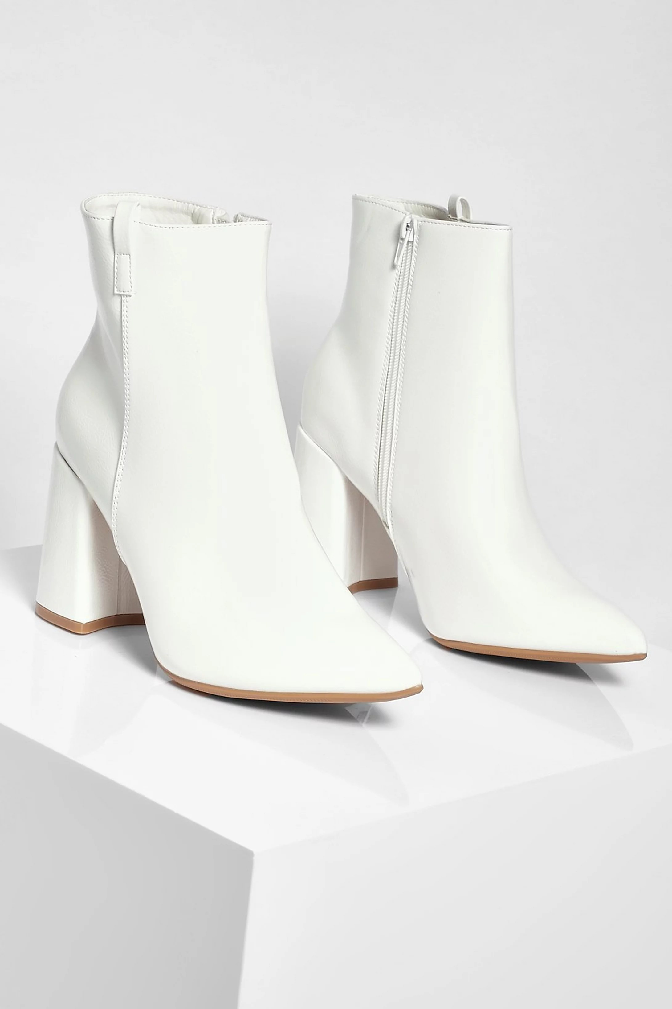 Wide Width Pointed Block Heel Shoe Boot | Boohoo.com (US & CA)