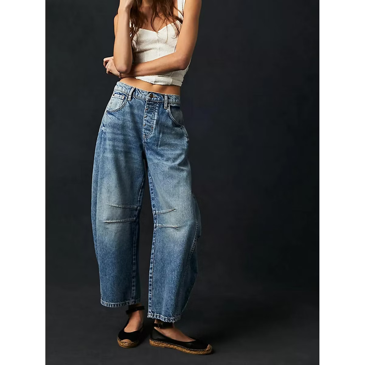 Womens Jeans Pants Wide Leg Barrel Jeans Mid Rise Casual Loose Fit Jeans Summer Pants | Target