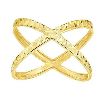 JewelStop 14K Yellow Gold Shiny and Diamond-cut x Shape Ring Size 7 1.3gr. | Walmart (US)