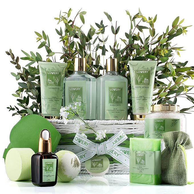 Christmas Tea Tree Bath Set - Luxury Home Spa Set with Calming Mint Fragrance – 15 pc Relaxatio... | Amazon (US)