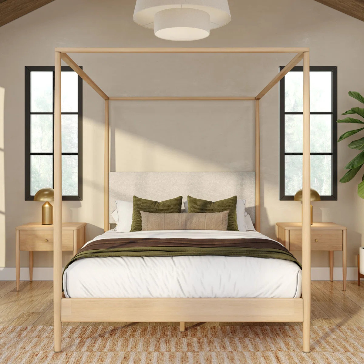 Harbor Canopy Bed with Upholstered Headboard, | Wayfair North America