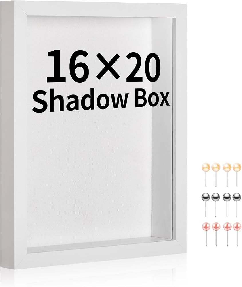 16x20 Shadow Box Picture Frame Display Case with Soft Linen Back-Thickened Panel,Large White Deep... | Amazon (US)