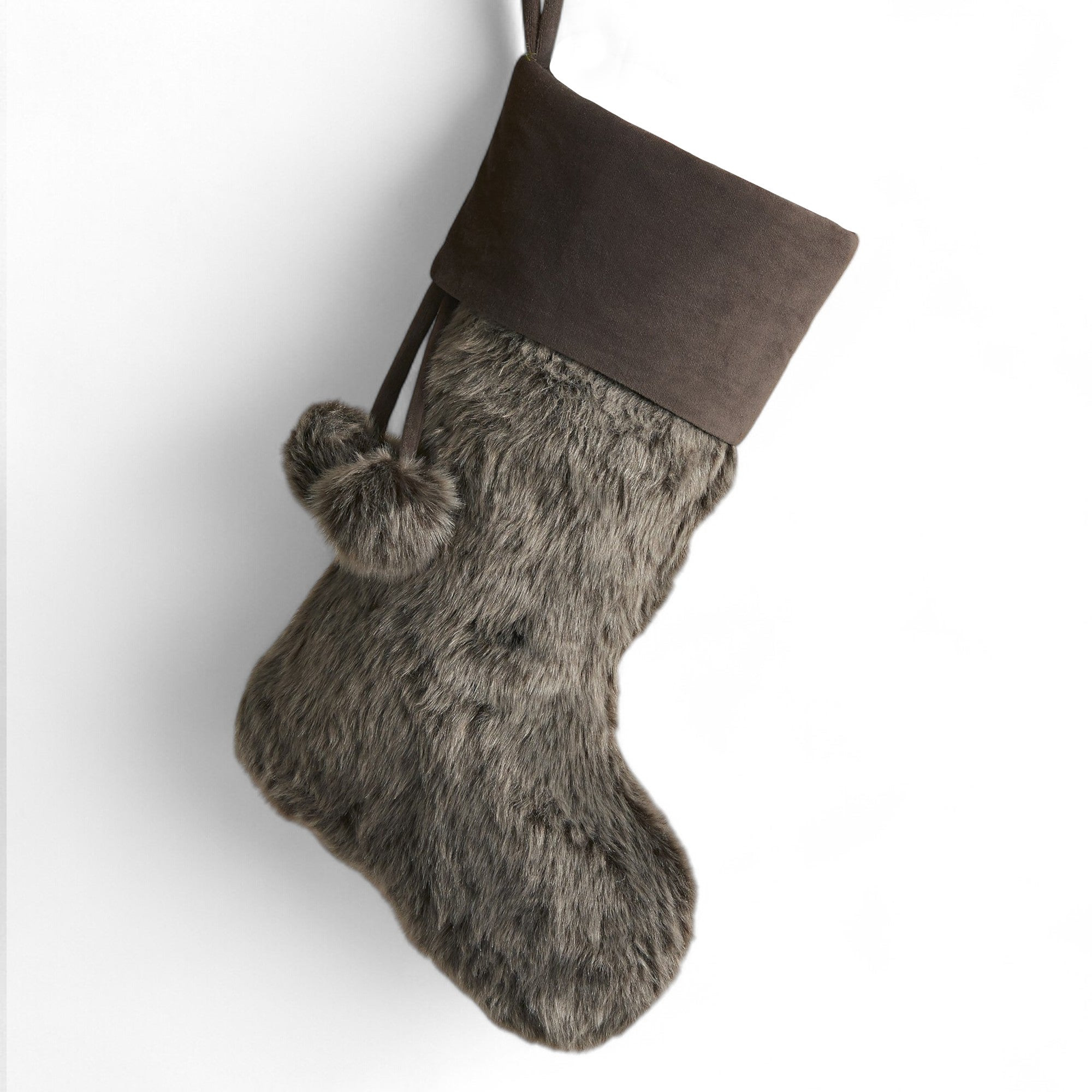 Personalization Mall Embroidered Grey Faux Fur Christmas Stocking | Walmart (US)