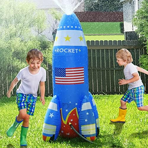 Kids Sprinkler, 6FT Water Sprinkler for Kids Outdoor Play, Rocket Inflatable Sprinklers for Yard ... | Amazon (US)