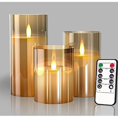 GenSwin Flameless Led Candles Flickering Battery Operated with Remote, Real Wax 3D Wick Moving Pi... | Amazon (US)