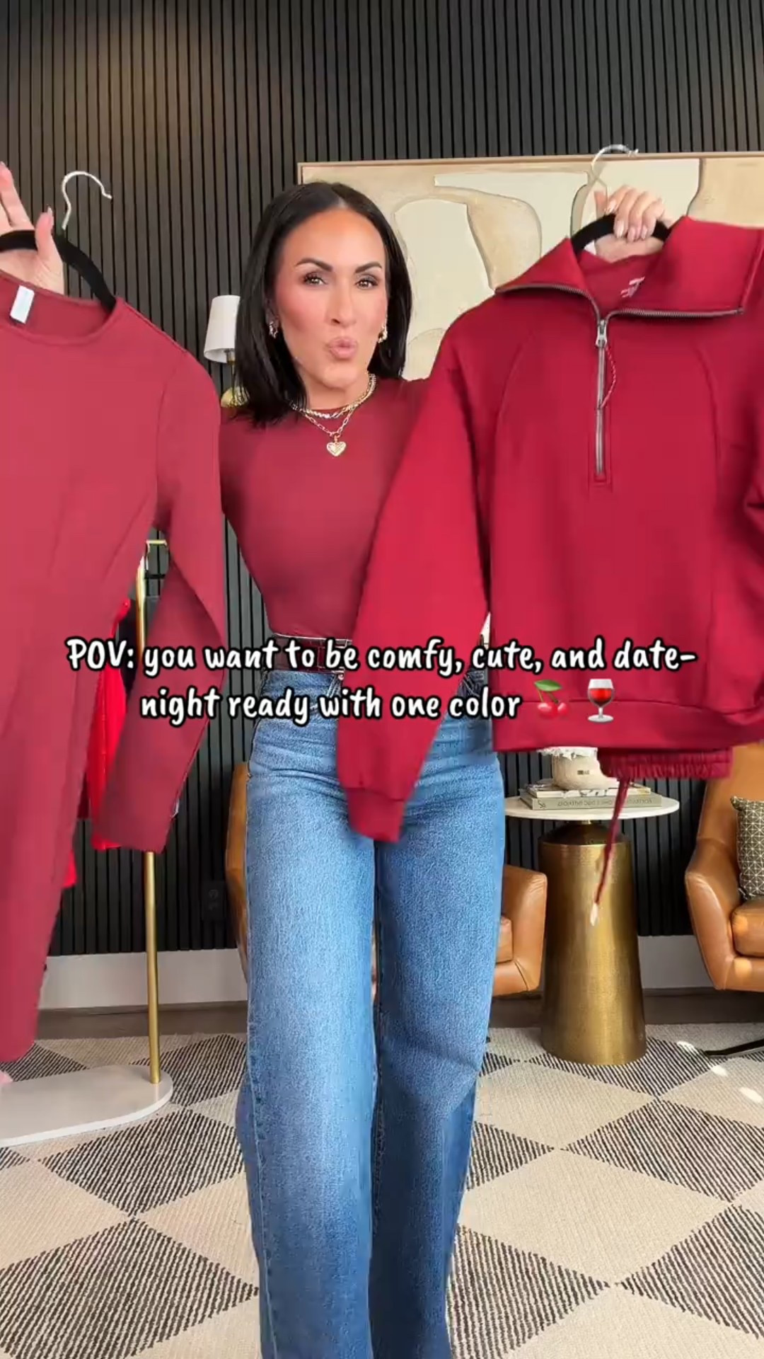 Burgundy for Valentine’s Day, but make it wearable ✨

From cozy lounging ➝ casual errands ➝ the perfect little date night dress… this color just gets it.

Which look are you wearing, girlfriend? ❤️

My details for reference:
5’2” | 130 lbs | 25” waist | 34DD bust | wearing XS

#AmazonFashion #ValentinesOutfits #PetiteFashion #Over40Style #MomStyle

#LTKOver40 #LTKPetite