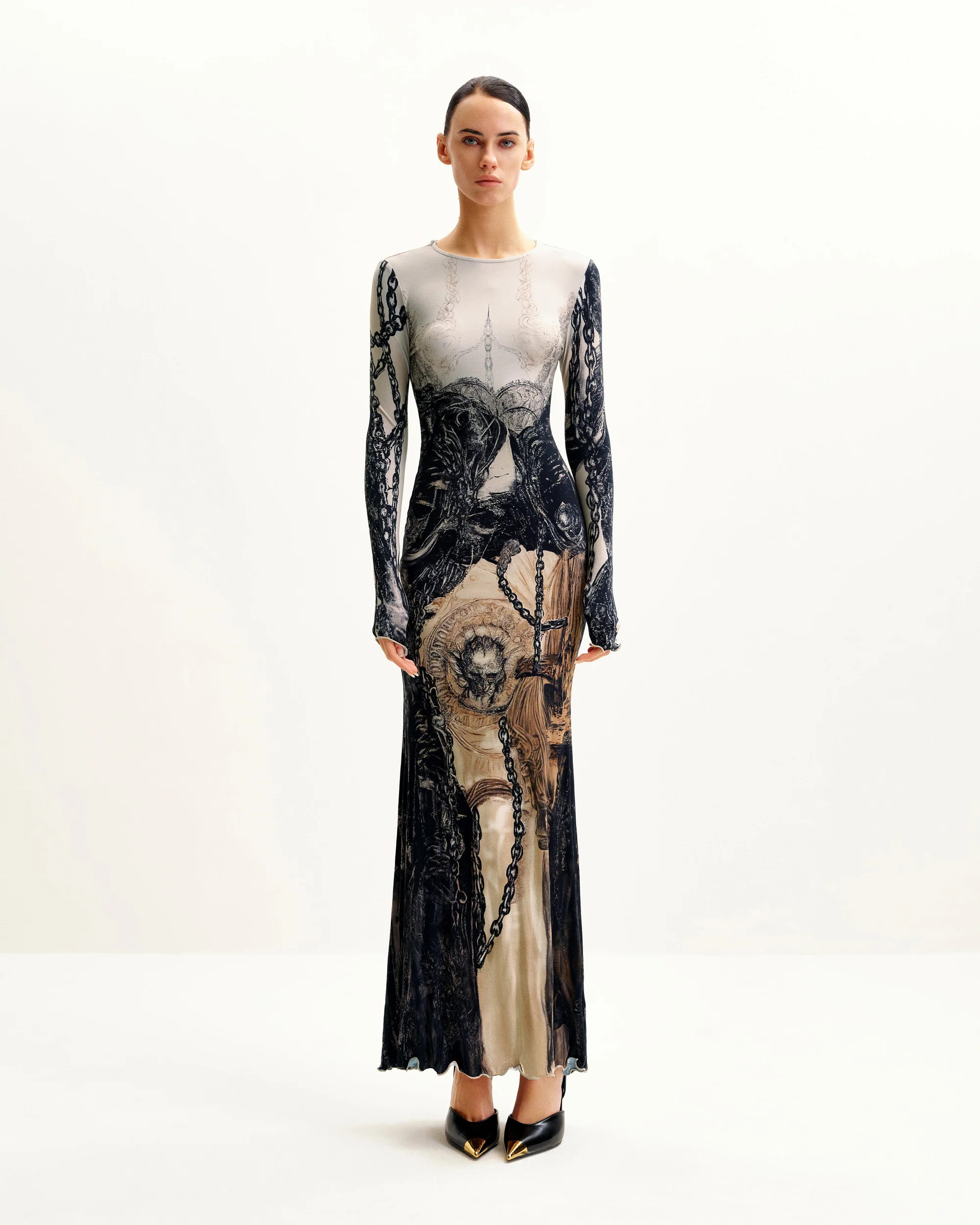 Isabella Vintage Print Dress - Brown & Black | JW PEI US