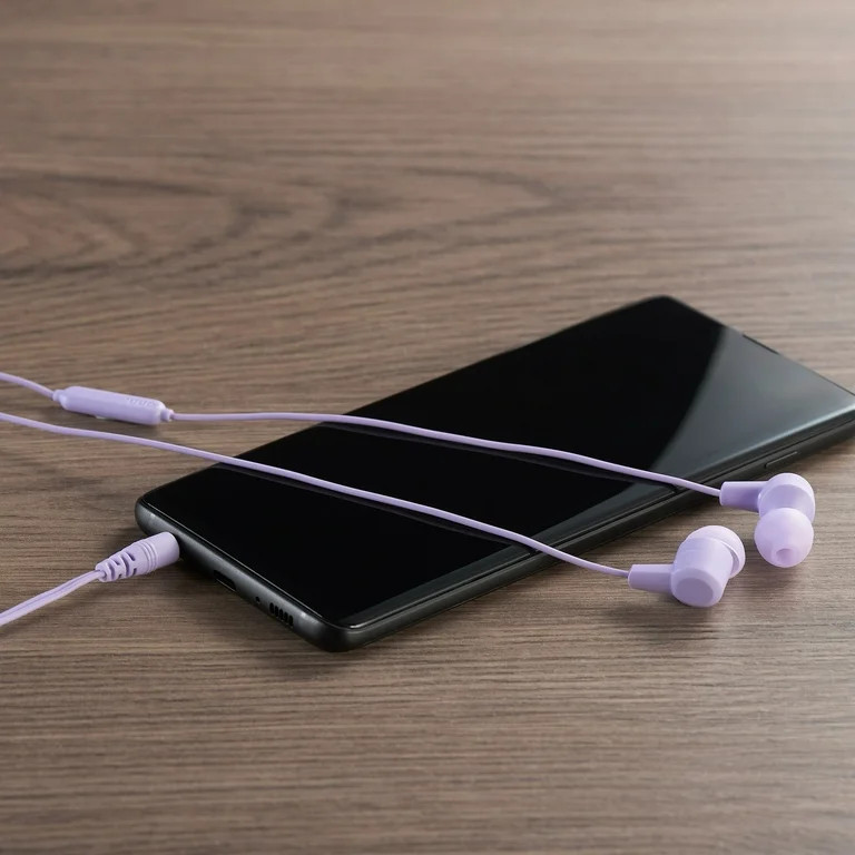 New - onn. Wired Earphones with Mic-3.5mm Jack, Lilac | Walmart (US)