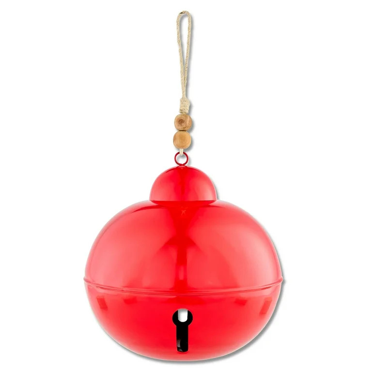Metal Oversized Jingle Bell with Jute String, Red, 12", by Holiday Time | Walmart (US)