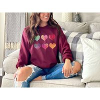 Valentine's Day Sweatshirt - Watercolor Hearts Valentines Sweatshirt Cozy Love Sweatshirt, Womens Valentine Sweater, Gift For Her | Etsy (US)