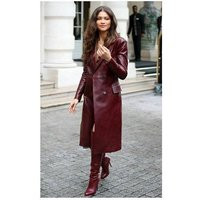 Women's Burgundy Leather Trench Coat | Women Unique Celebrity Western For Casual | Etsy (US)