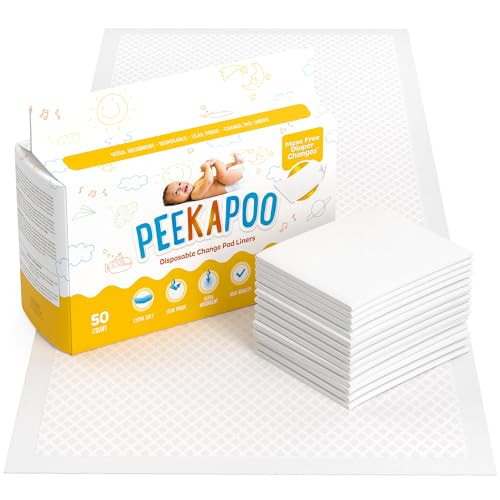 Peekapoo - Disposable Changing Pad Liners (50 Pack) Super Soft, Ultra Absorbent & Waterproof - Covers Any Surface for Mess Free Baby Diaper Changes | Amazon (US)