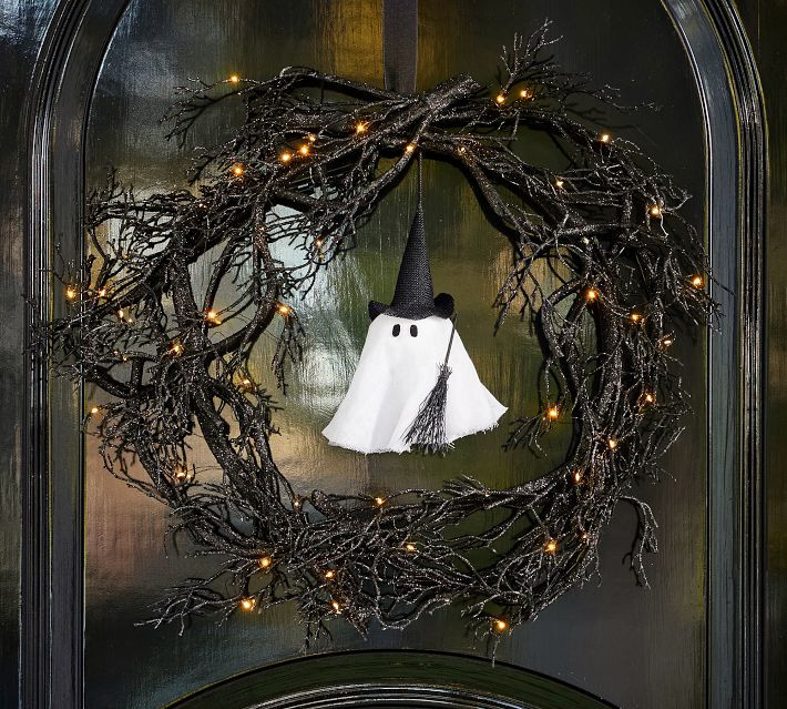 Lit Ghost Witch Wreath | Pottery Barn (US)