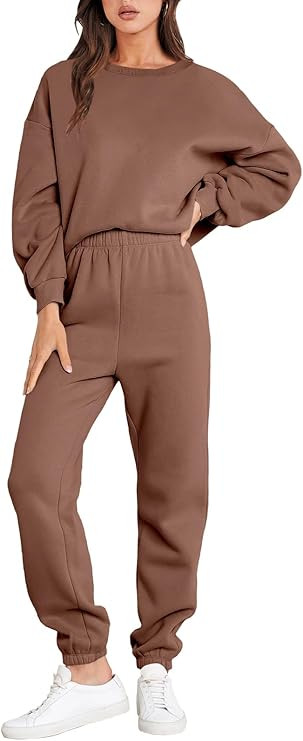 ANRABESS Women's Two Piece Outfits Long Sleeve Crewneck Sweatsuit with Jogger Pants Lounge Sets w... | Amazon (US)