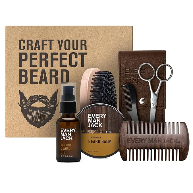 Every Man Jack Beard Grooming Kit for Men - Includes Sandalwood Beard Oil & Beard Balm, Beard Bru... | Amazon (US)
