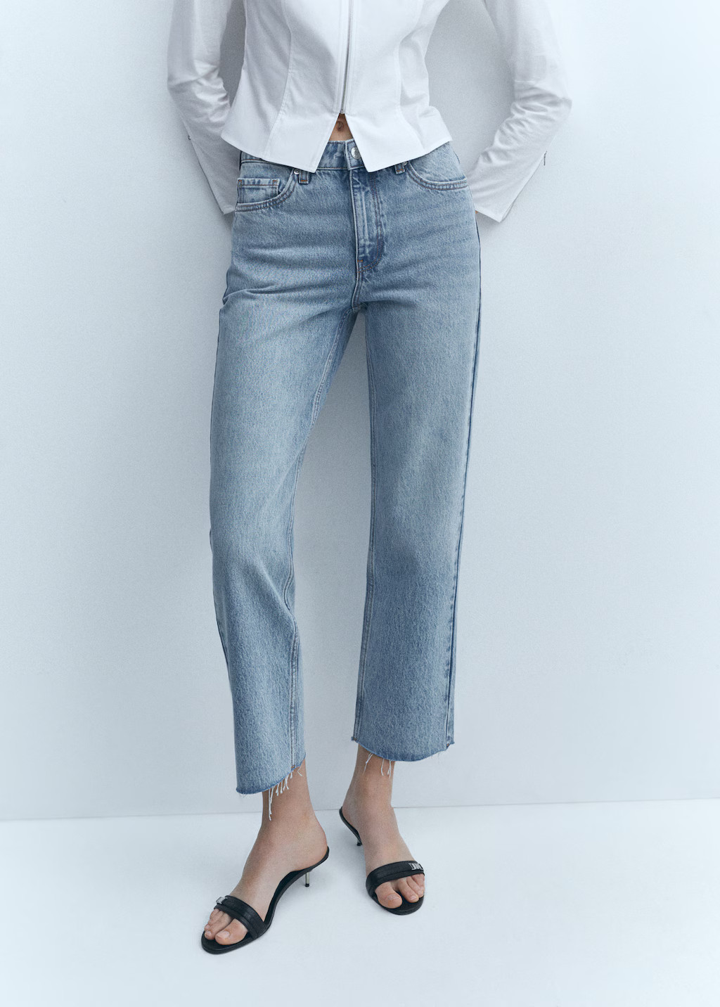 Straight-fit cropped jeans | MANGO (UK)