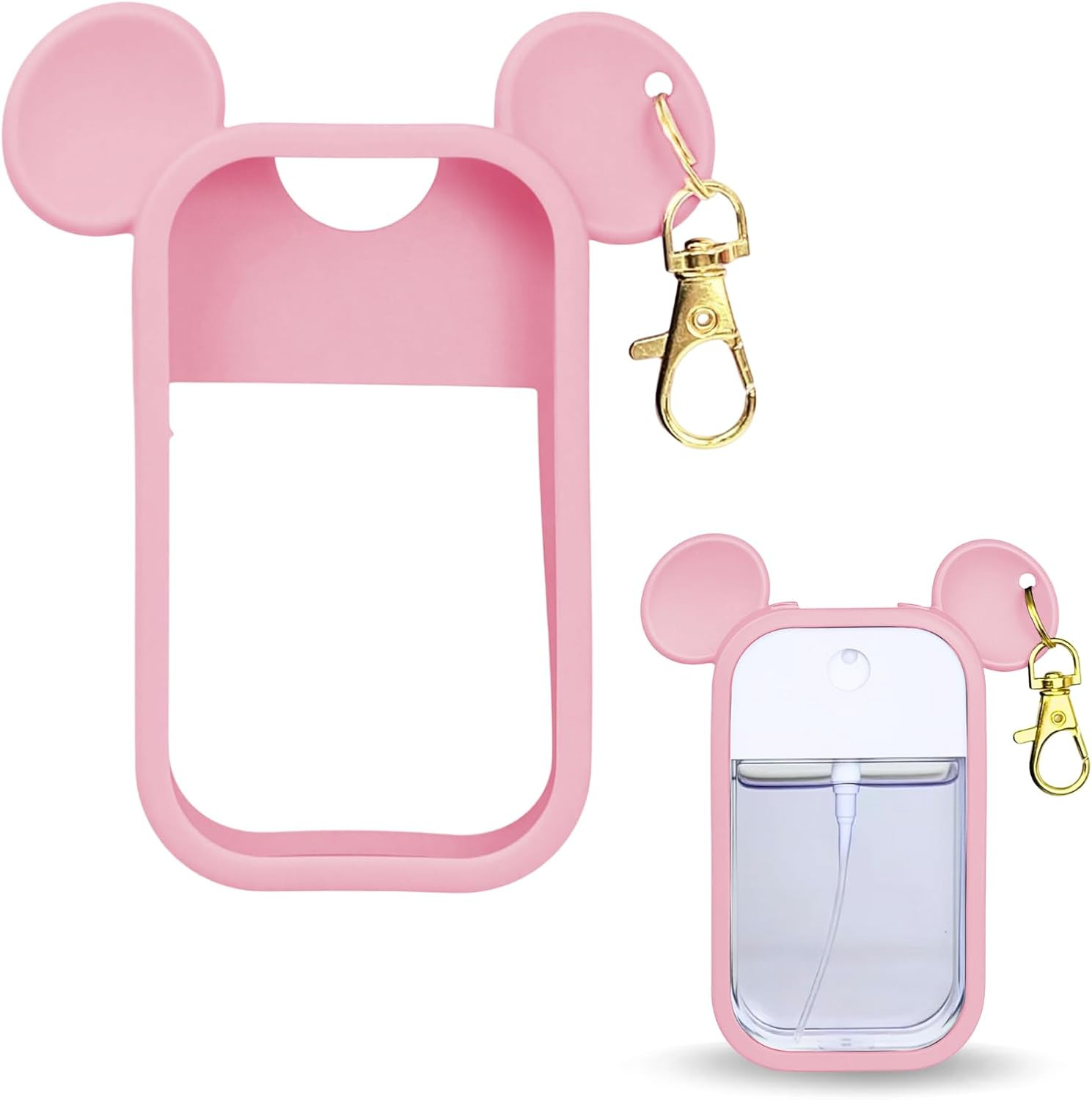 Mouse Design Silicone Case Compatible with Touchland Hand Sanitizer Spray 1 fl oz, Silicone Protective Case Holder with Keychain for Power Mist and Glow Mist, Pink | Amazon (US)