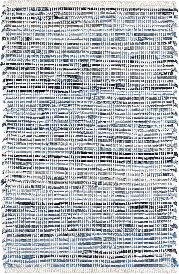 Dash and Albert Denim Rag Ribbed Indoor/Outdoor Area Rug - 5' x 8' Blue/White - Striped Handwoven... | Amazon (US)