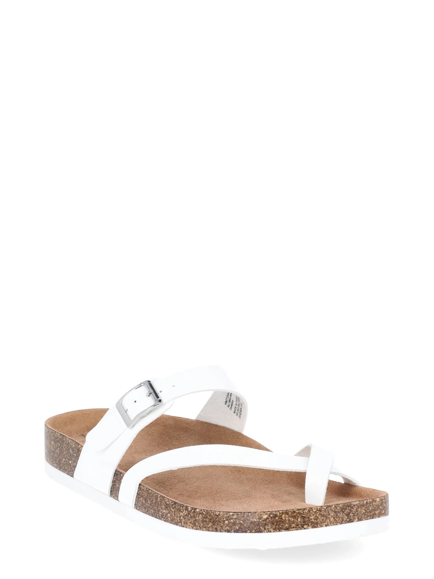 Time and Tru Women's Asymmetric Strap Footbed Sandals, Wide Width Available | Walmart (US)