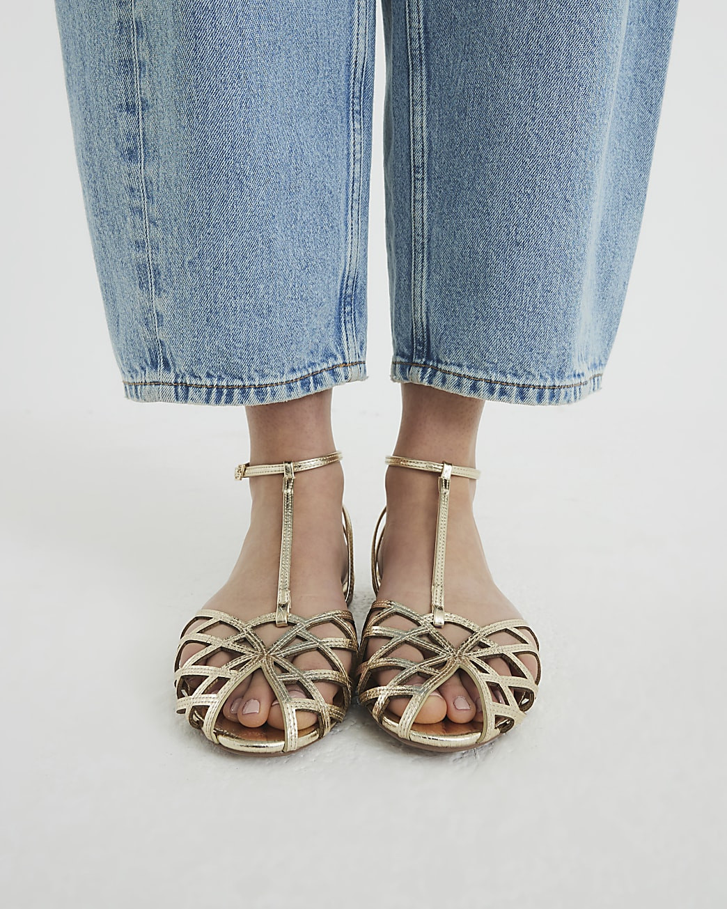 Gold Caged Sandals | River Island UK & IE
