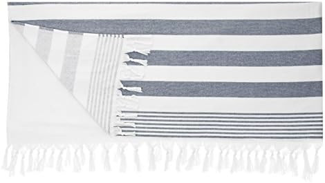Cottonna 100% Luxury Turkish Cotton Oversized Beach Blanket, 80" by 80", Peshtemal Front with Ter... | Amazon (US)