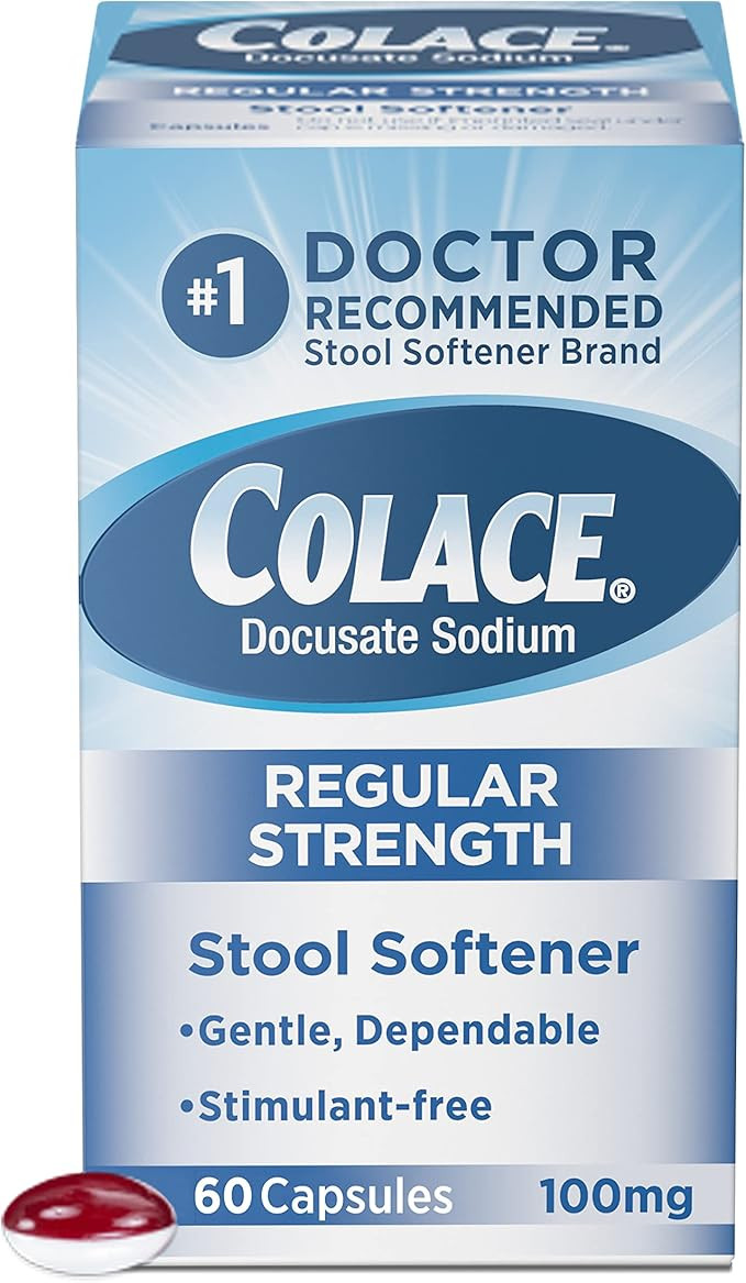 Colace Regular Strength Stool Softener Capsules Constipation Relief Docusate Sodium 100mg 60ct | Amazon (US)