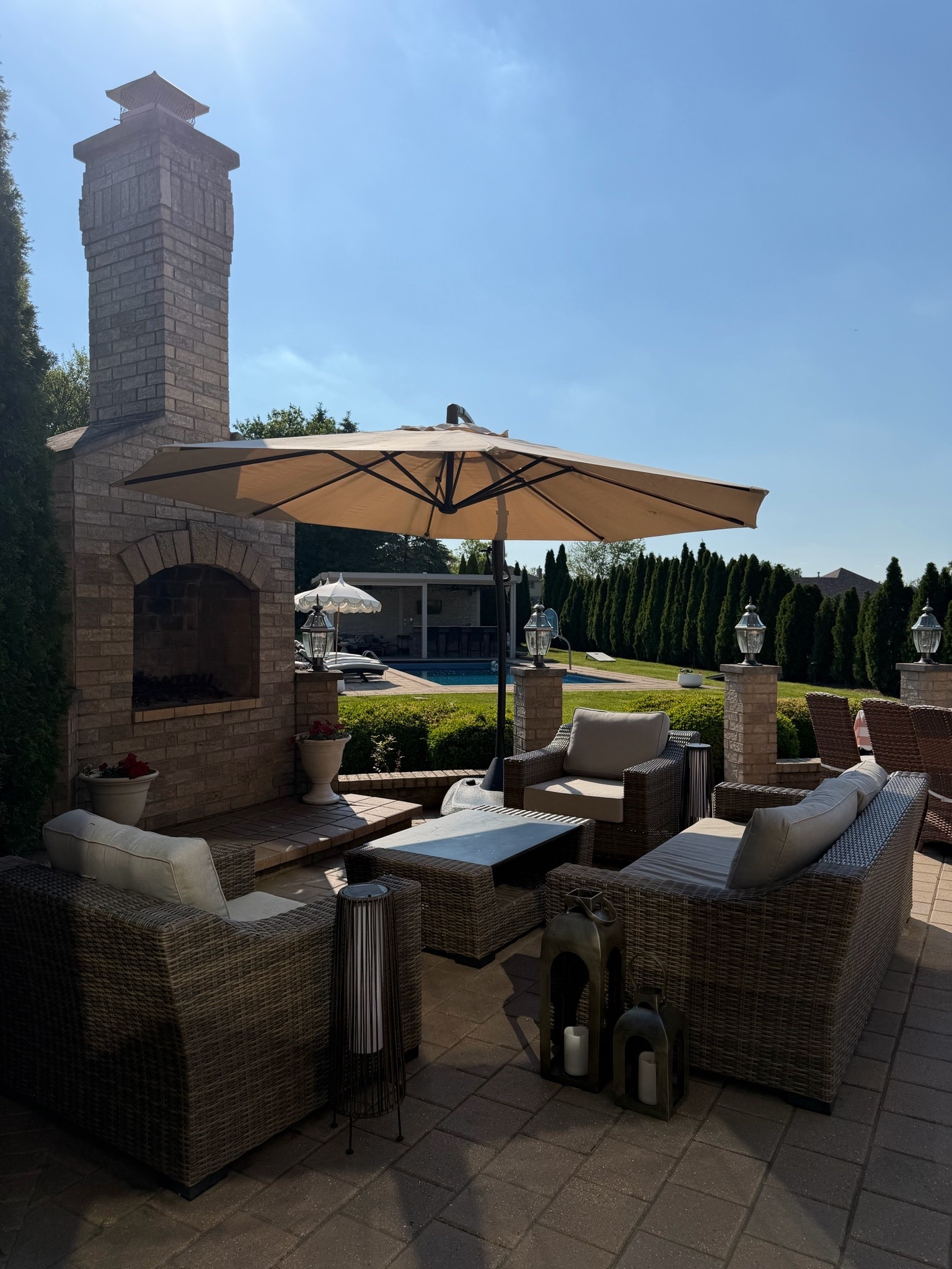 Our patio furniture is on sale 🤍☀️ One of my favorite outdoor spaces to sit, reset, and enjoy summer. Sharing the seating set, loungers, umbrellas + outdoor details that make it feel finished ✨

#LTKHome #LTKSaleAlert #LTKSeasonal